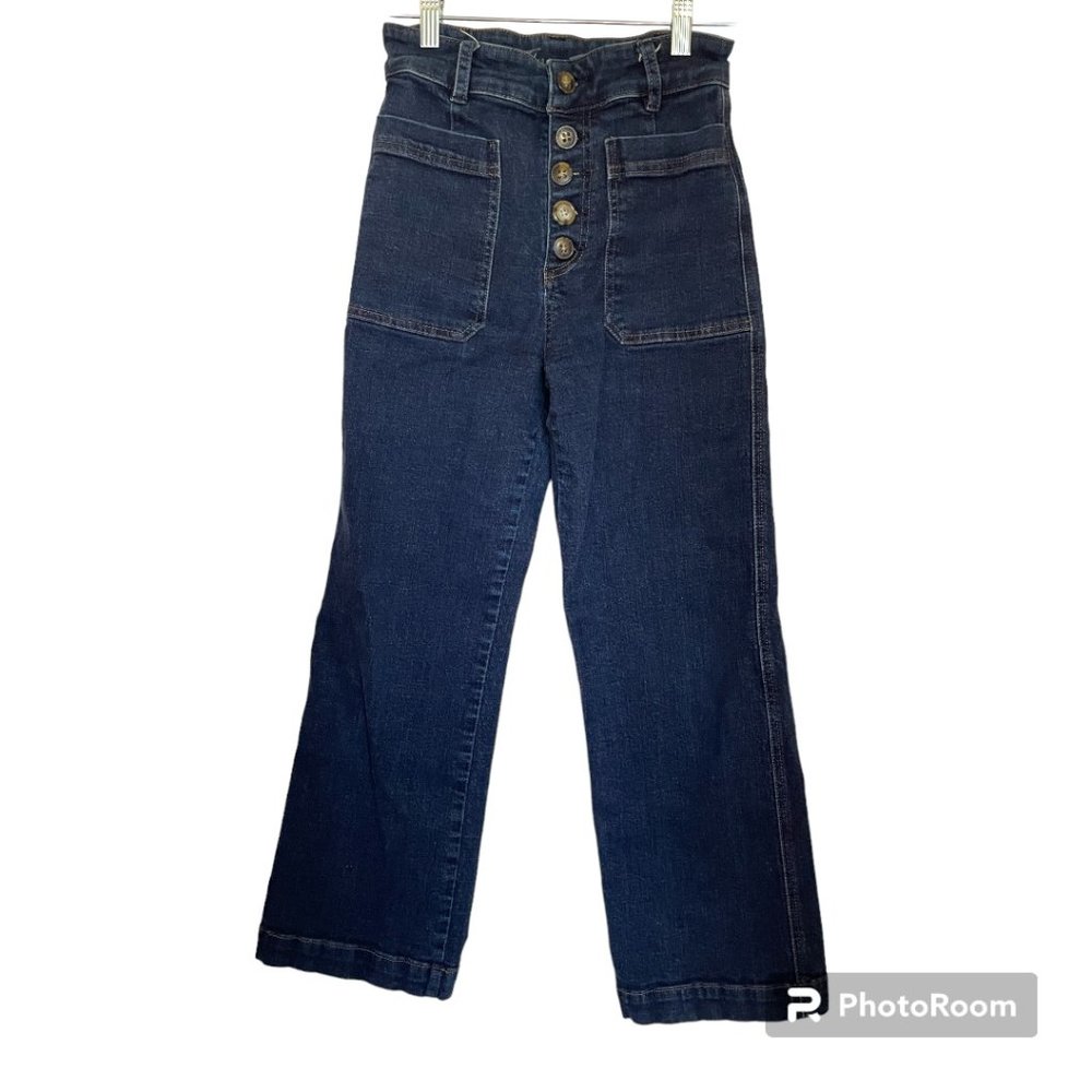 Free People We The Free High Waisted Button Fly Wide Leg Jeans